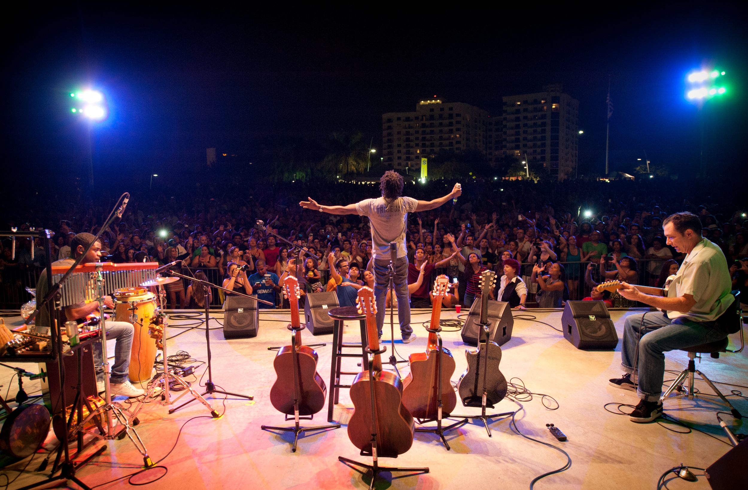 Man takes stage to bow.